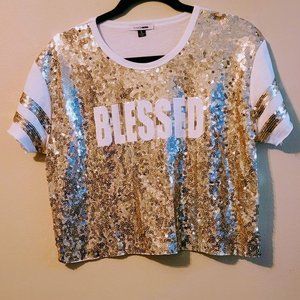 Blessed Sequined Crop Top